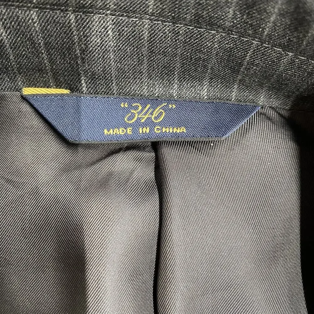 Brooks Brothers 346 Fitzgerald Fit Charcoal Gray Pinstripe Wool Suit 39R 34x30